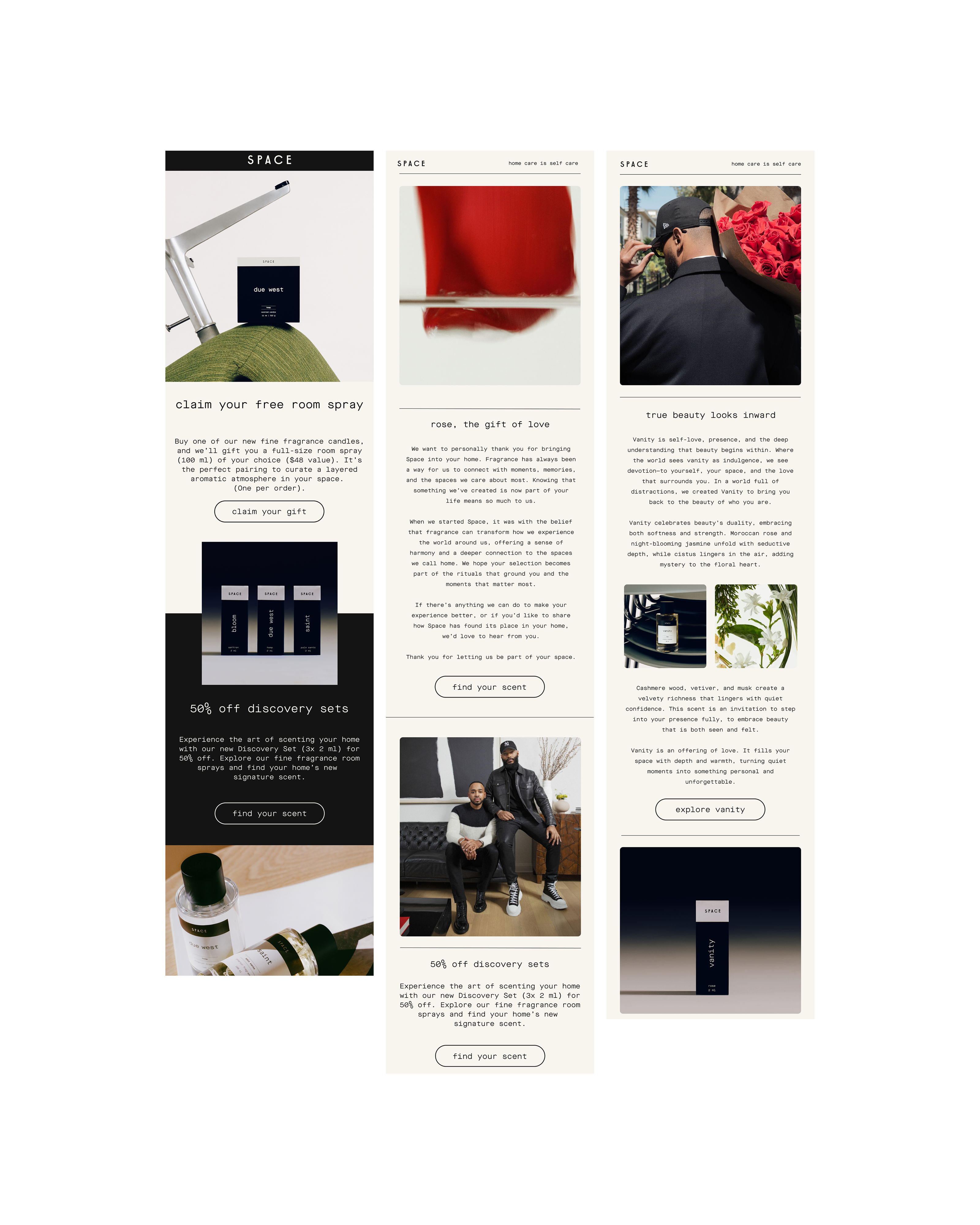 SPACE email creative examples